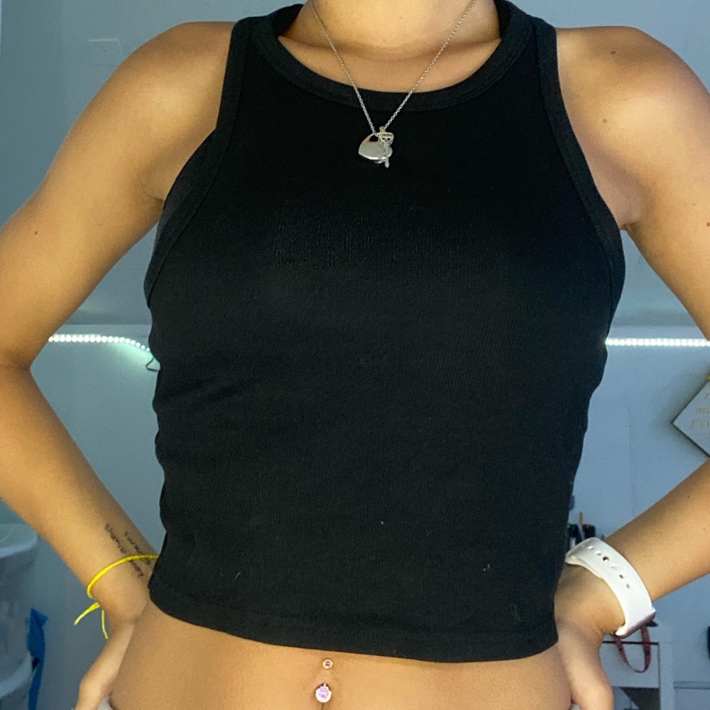Black Cropped Tank Top